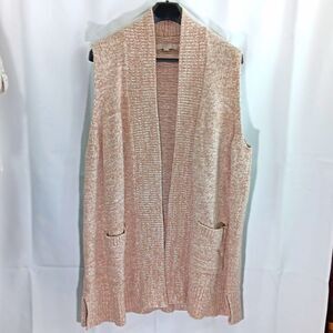 LOFT Plus Cardigan Sweater Vest Women's Size 26 Beige Sleeveless Pockets